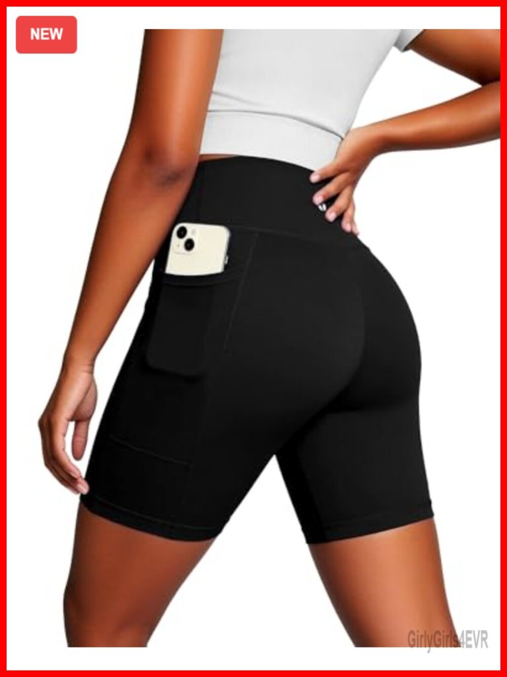 High Waisted Biker Shorts 6" Inseam Tummy Control Side Pockets Buttery Soft